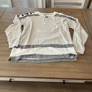 PINK Victoria's Secret Gray and White Sweatshirt